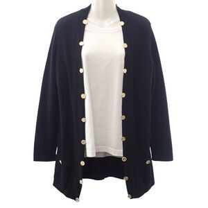 CHANEL Coco Mark Button Long Cardigan Tops 40 P72463k1039794305 Cashmere Black